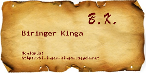 Biringer Kinga névjegykártya
